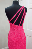 glitters one shoulder sequins mermaid prom dresses sparkly evening gown