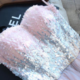 pink mini sweet 16 dress cute sequins short prom graduation gown