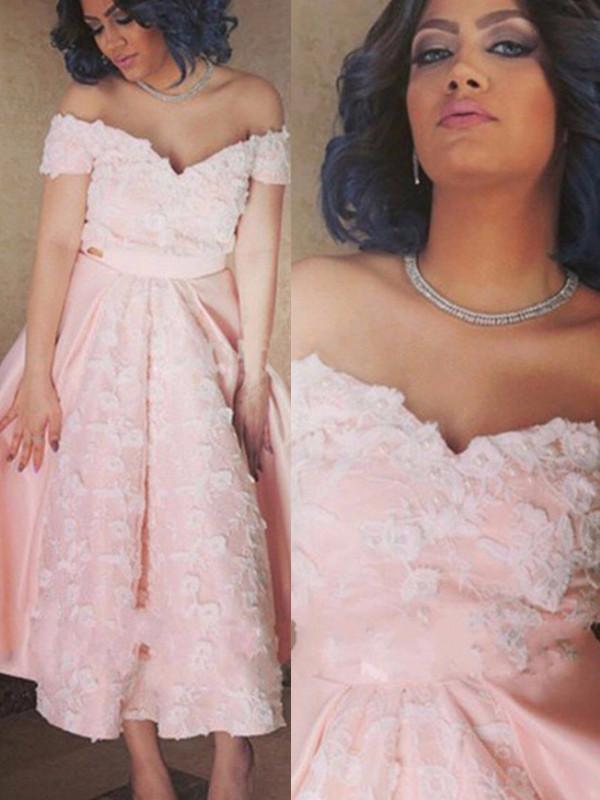 a line homecoming dress off the shoulder pink short prom dress