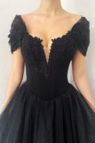 princess black gothic coret tulle prom dress elegant black formal gown