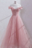 princess pink tulle tea length prom dress pink off shoulder sweet 16 dress