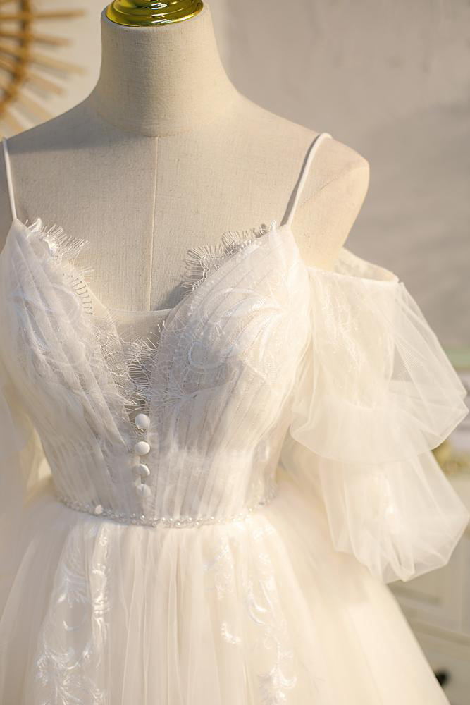 princess tulle lace short prom dress puffy sleeves homecoming dress