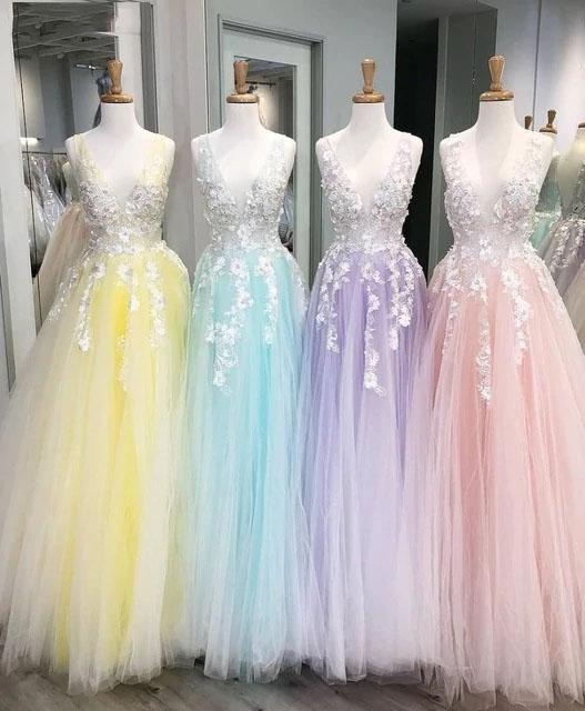 princess tulle sweet 16 dresses prom dresses 3d floral appliques