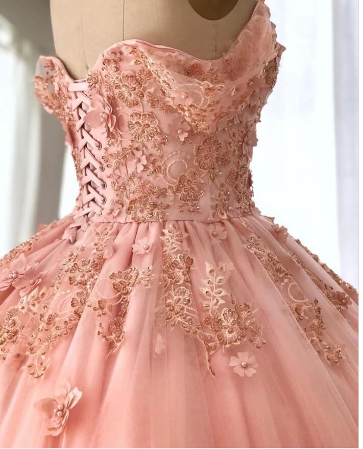 quince dresses pink ball gowns off the shoulder wedding dress