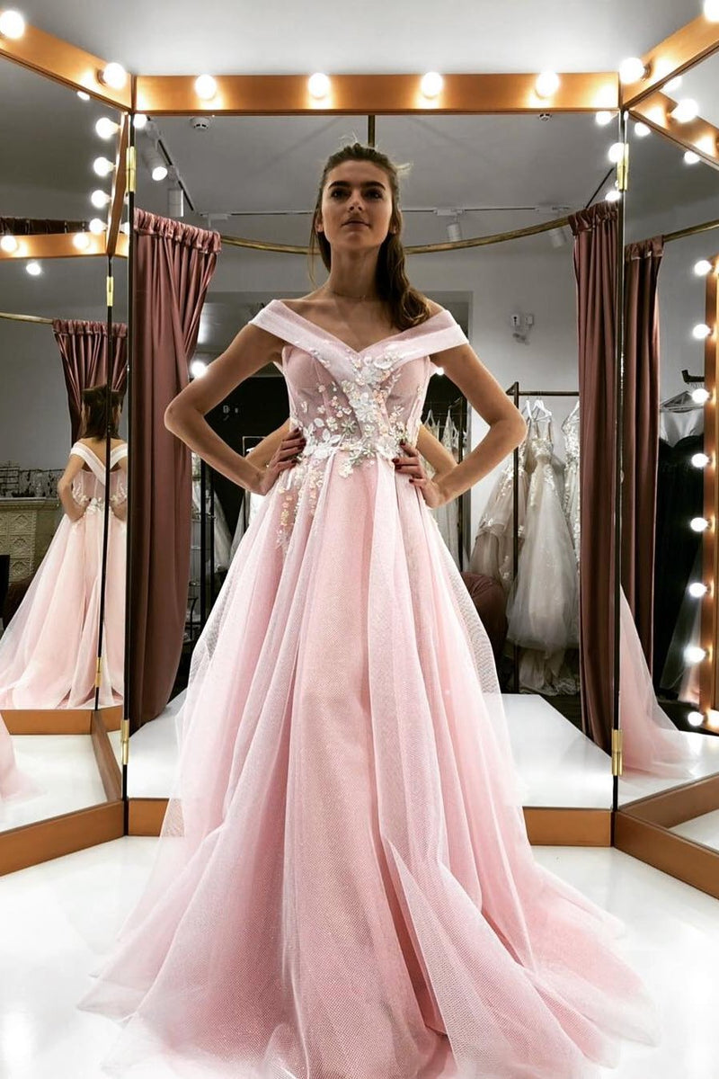 see through mesh pink long prom dress off shoulder quinceanera dresses