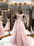 see through mesh pink long prom dress off shoulder quinceanera dresses