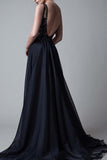 illusion a line black backless prom dresses long evening dress