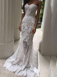 charm sweetheart beaded appliques mermaid beach lace wedding dress