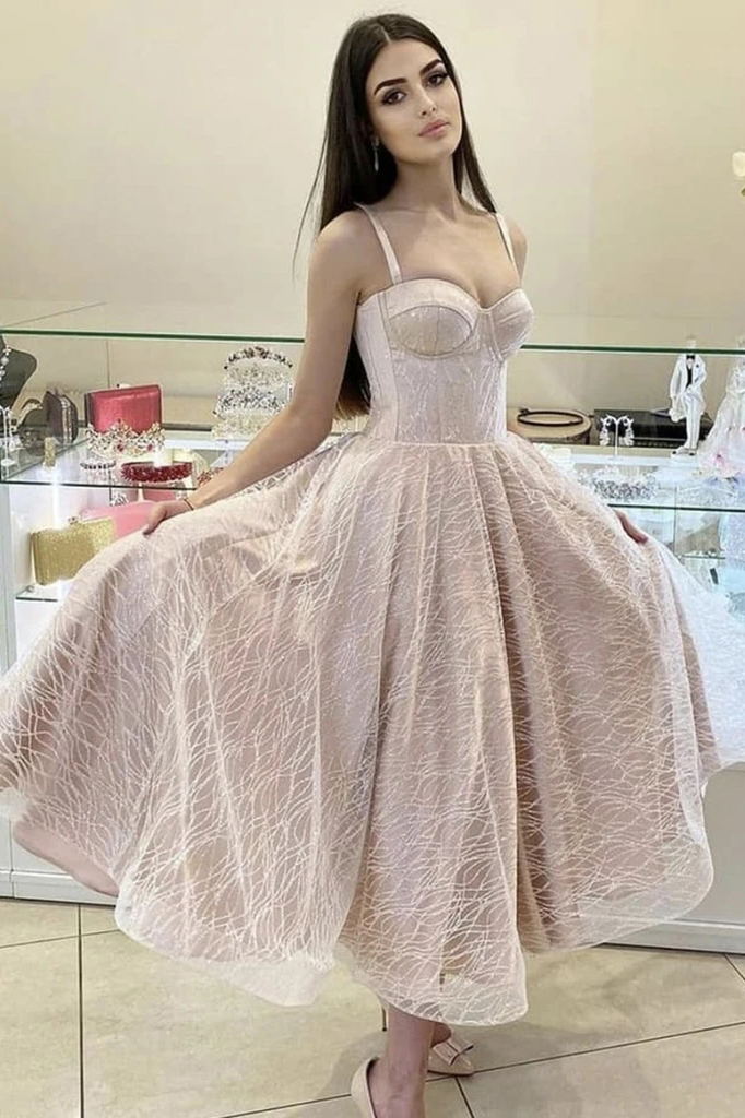 shiny tulle long prom dresses strap a line tulle formal gown