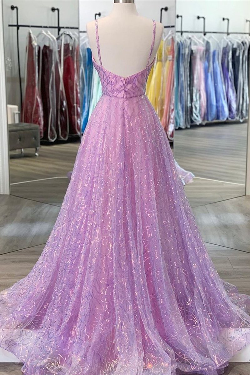 shiny v neck backless long prom dress a line sleeveless formal gown
