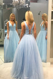 shiny v neck tulle beading long prom dress sparkle long formal dress