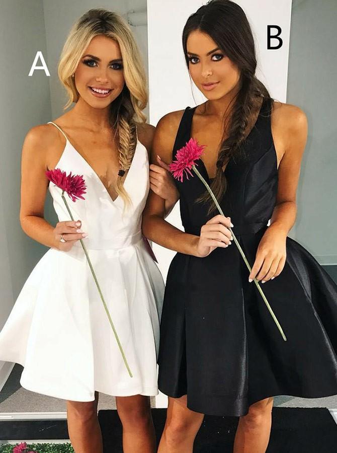 v neck pleated a b pattern little white black dresses