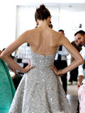 sequins silver hi lo red carpet pageant prom gown quinceanera homecoming party dress