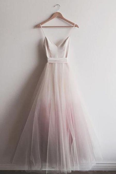elegant a line ombre prom wedding dress low back long evening gown