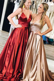 spaghetti straps simple long prom dresses backless evening gowns