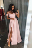 simple off shoulder prom dress long bridesmaid dresses with slit