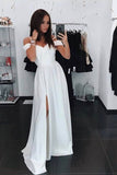 simple off shoulder prom dress long bridesmaid dresses with slit