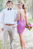 hot pink sparkly bodycon party dress spaghetti straps sequin homecoming dresses
