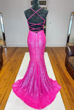 sparkle orange sequined mermaid long prom dresses long evening gown