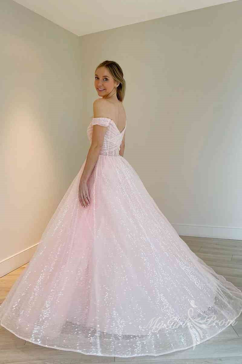 sparkly off the shoulder light blue long prom dresses a line graduation gown