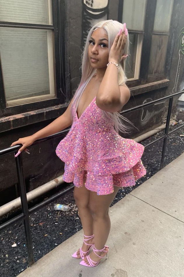sparkly pink short homecoming dress blackess sequins party dresses