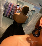 strapless black high low tulle prom dress formal evening gown with layered