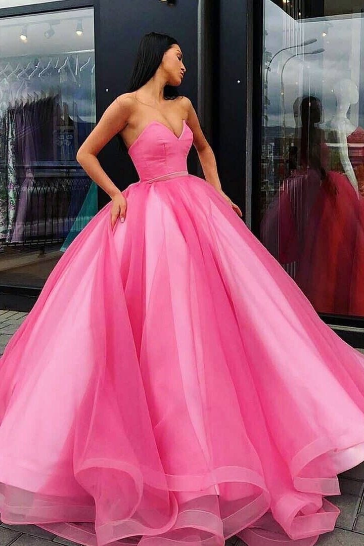 strapless ball gown quinceanera dress tulle lilac long prom dress