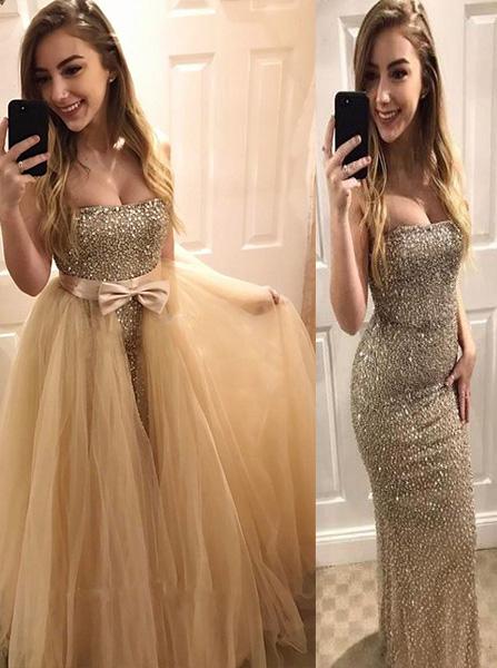 sweetheart beaded two in one bodycon mermaid long prom dress