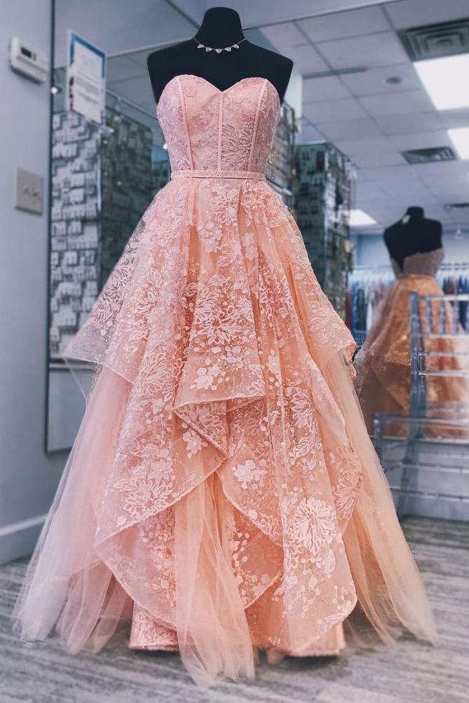 princess sweet 16 dress sweetheart neck tulle long prom dress