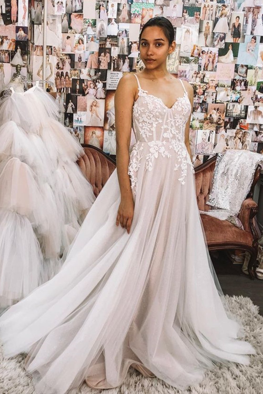backless white lace long boho wedding dress a line tulle bridal gown