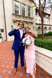 unique halter layered tulle prom dresses pink long bridesmaid dresses