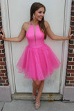 unique hot pink tulle short homecoming dress princess dot graduation party dresses