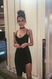 Unique Tight Black V-neck Party Dress, Short Homecoming Dress, GM407