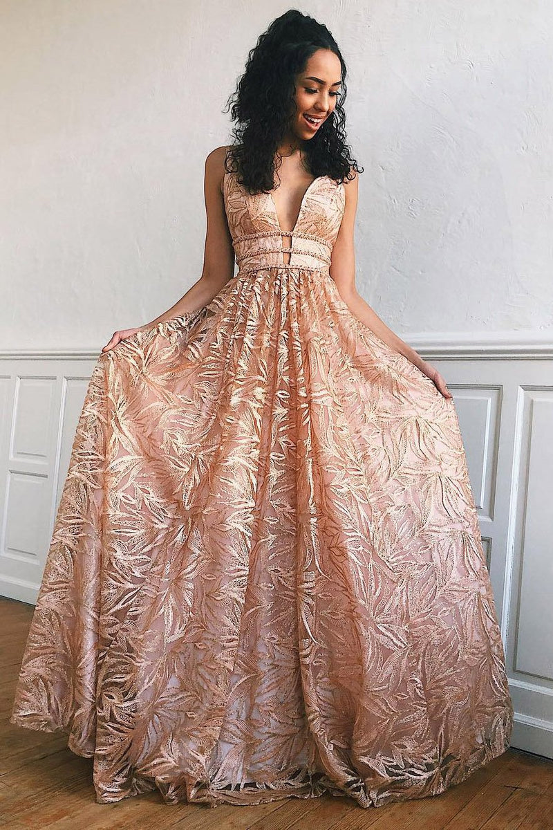 unique a line backless prom dress with beading plus size long evening dress