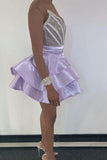 unique v neck strapless homecoming dresses satin beading short prom dress