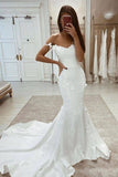 Elegant Off The Shoulder Mermaid Applique Long Wedding Dresses PW500