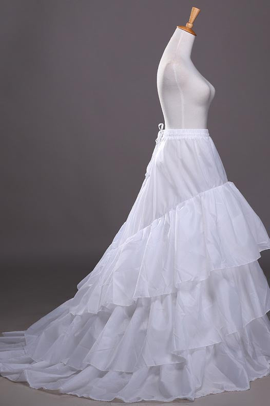 White Three Layers Lotus Leaf Bride Wedding Dress Petticoat With Train WP22