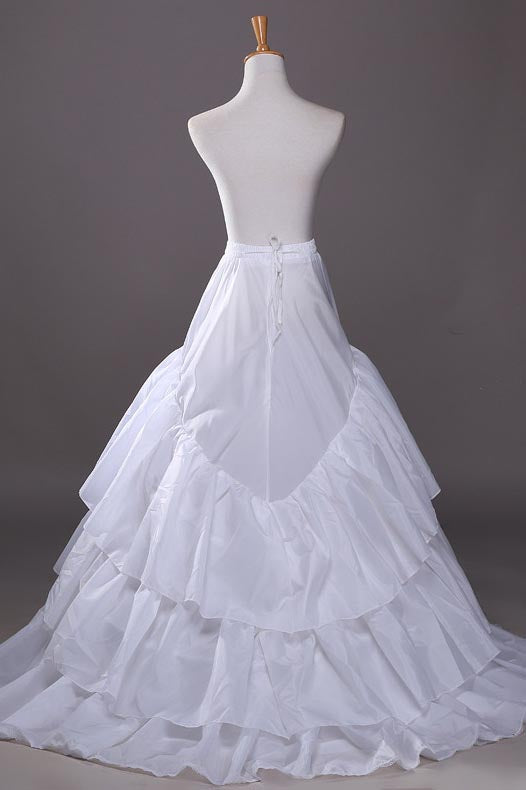 White Three Layers Lotus Leaf Bride Wedding Dress Petticoat With Train WP22