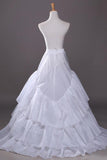 White Three Layers Lotus Leaf Bride Wedding Dress Petticoat With Train WP22