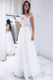 white sheer neck boho wedding dress floor length lace tulle bridal gown