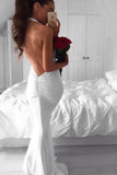 white halter mermaid prom dress backless evening dress