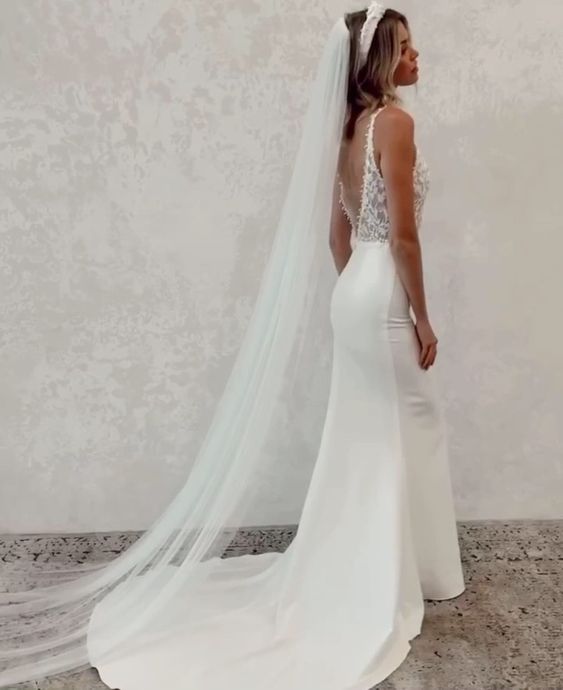 lace ivory sheath v neck sleeveless v back wedding dresses