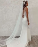 lace ivory sheath v neck sleeveless v back wedding dresses