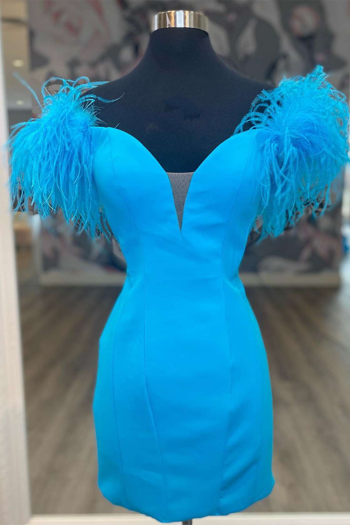 hot pink off the shoulder cocktail party dresses with feathered