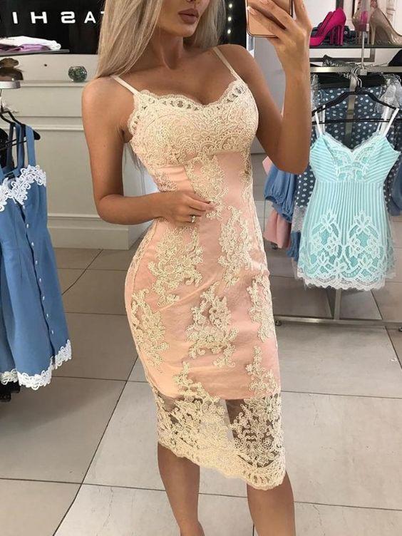 spaghetti lace overlay bodycon dress tight homecoming dresses