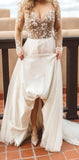 beading appliques long sleeves tulle beach wedding dress unique boho wedding dress