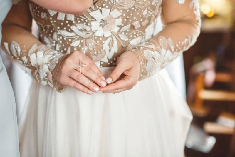 beading appliques long sleeves tulle beach wedding dress unique boho wedding dress
