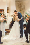 beading appliques long sleeves tulle beach wedding dress unique boho wedding dress