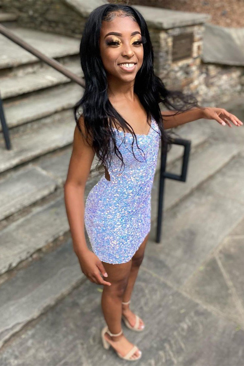 sparkly white sequins homecoming dress tight party dress
