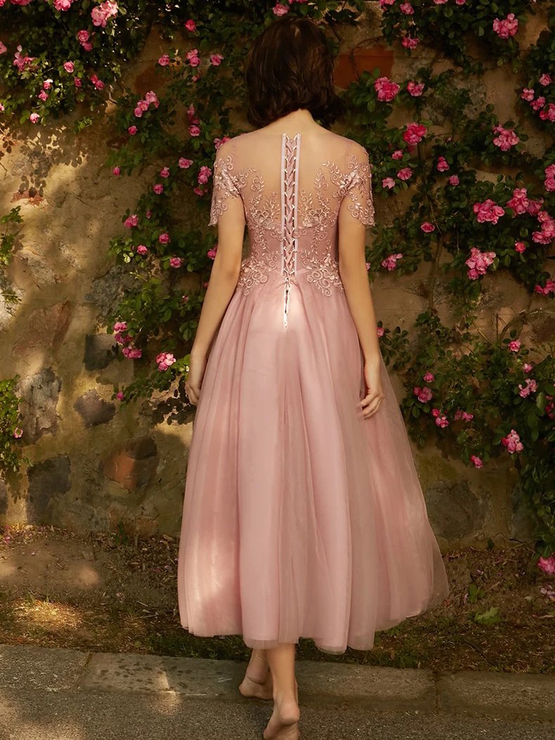 multistyles a line tulle blush ankle length bridesmaid dresses